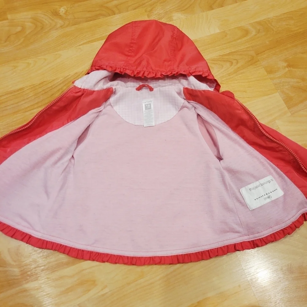 Carter's Pink Hooded Jacket with Butterfly Pockets Size 18 Months